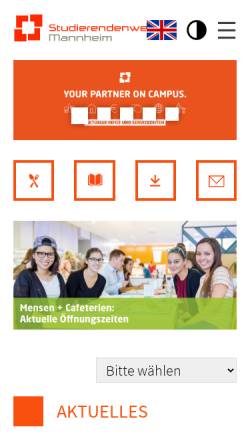 Vorschau der mobilen Webseite www.stw-ma.de, Studentenwerk