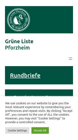 Vorschau der mobilen Webseite www.gruene-liste-pforzheim.de, Grüne Liste Pforzheim