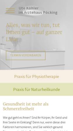 Vorschau der mobilen Webseite www.utekoehler.de, Ute Köhler, Praxis für Physiotherapie und Massage
