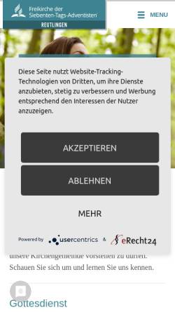 Vorschau der mobilen Webseite sta-reutlingen.de, Gemeinschaft der Siebenten-Tags-Adventisten