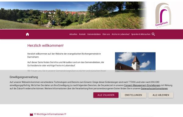 Vorschau von www.darmsheim-evangelisch.de, Evangelische Kirchengemeinde Darmsheim