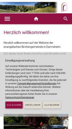 Vorschau der mobilen Webseite www.darmsheim-evangelisch.de, Evangelische Kirchengemeinde Darmsheim