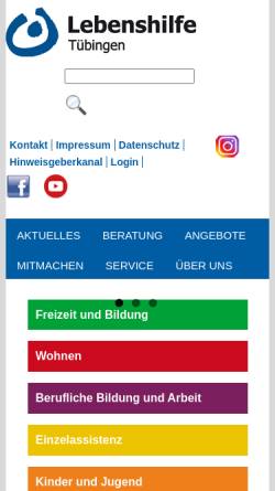 Vorschau der mobilen Webseite www.lebenshilfe-tuebingen.de, Lebenshilfe Tübingen e.V.
