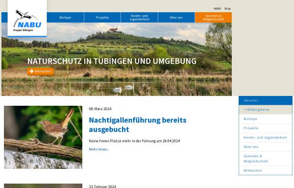 Vorschau von nabu-tuebingen.de, Naturschutzbund Deutschland (NABU) e. V. Gruppe Tübingen