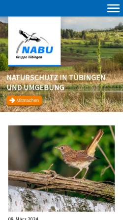 Vorschau der mobilen Webseite nabu-tuebingen.de, Naturschutzbund Deutschland (NABU) e. V. Gruppe Tübingen