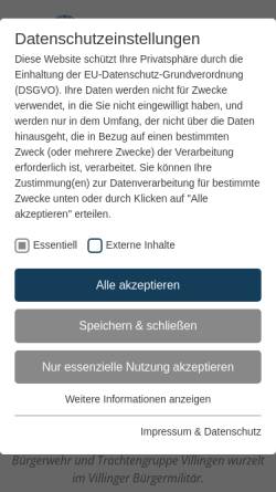 Vorschau der mobilen Webseite www.buergerwehr-villingen.de, Historische Bürgerwehr und Trachtengruppe Villingen e. V.