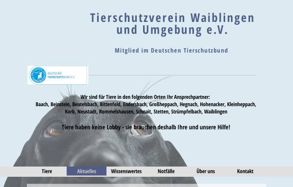 Vorschau von www.tierschutzverein-waiblingen.de, Tierschutzverein Waiblingen u. Umgebung e.V.