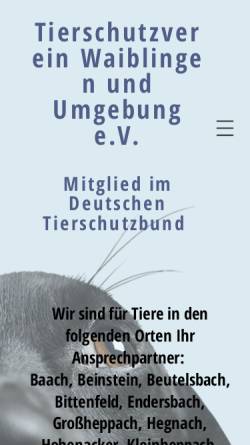 Vorschau der mobilen Webseite www.tierschutzverein-waiblingen.de, Tierschutzverein Waiblingen u. Umgebung e.V.