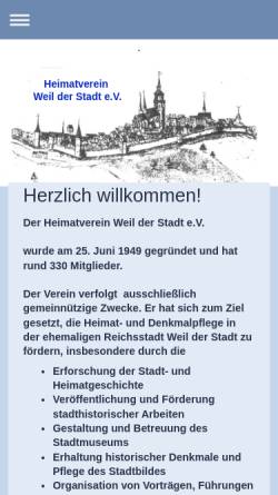 Vorschau der mobilen Webseite www.heimatverein-weilderstadt.de, Heimatverein Weil der Stadt