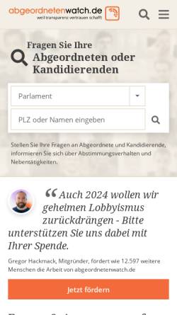 Vorschau der mobilen Webseite www.abgeordnetenwatch.de, Abgeordnetenwatch.de