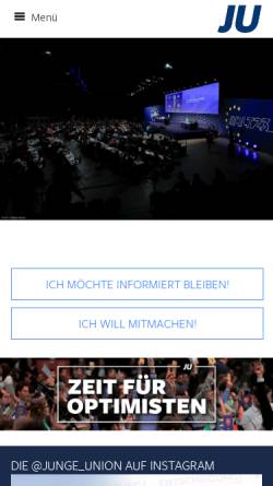 Vorschau der mobilen Webseite www.junge-union.de, Junge Union Deutschlands