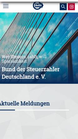 Vorschau der mobilen Webseite www.steuerzahler.de, Bund der Steuerzahler e. V.