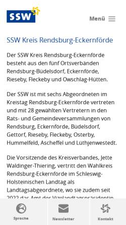 Vorschau der mobilen Webseite www.ssw-rd-eck.de, Der SSW im Kreis Rendsburg-Eckernförde