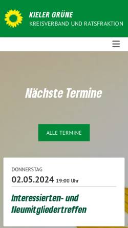 Vorschau der mobilen Webseite gruene-kiel.de, Bündnis 90/Die Grünen Kiel
