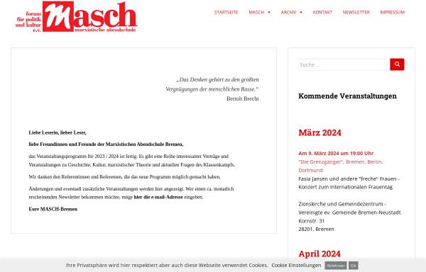 Vorschau von masch-bremen.de, Marxistische Abendschule Bremen - Forum für Politik und Kultur e.V.
