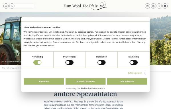 Vorschau von www.pfalzwein.de, Zum Wohl - Die Pfalz