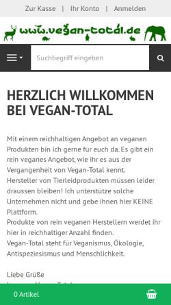Vorschau der mobilen Webseite www.vegan-total.de, Vegan-Total, Sascha Alexander