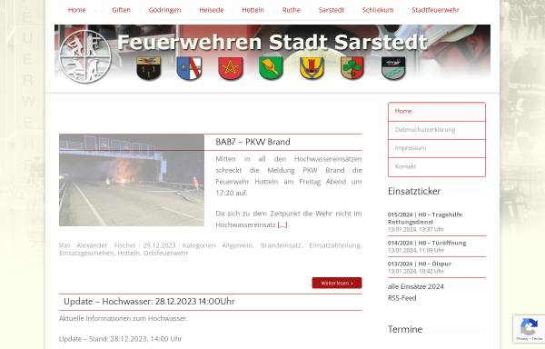 Vorschau von www.ff-sarstedt.de, Freiwillige Feuerwehr Sarstedt