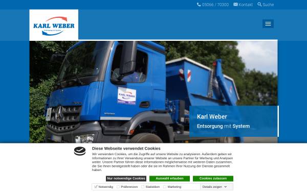 Vorschau von www.karl-weber-sarstedt.de, Containerdienst Zundel GmbH KARL WEBER
