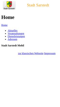 Vorschau der mobilen Webseite www.sarstedt.de, Stadt Sarstedt