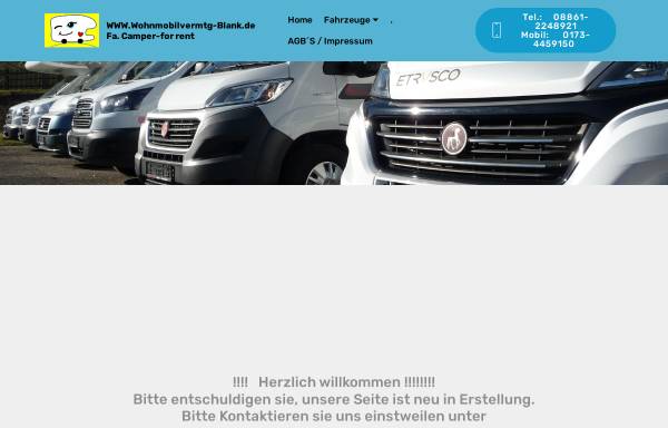 Vorschau von www.wohnmobilvermtg-blank.de, Wohnmobilvermietung-Blank