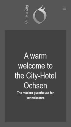 Vorschau der mobilen Webseite www.ochsen-zug.ch, Ochsen Hotel, Zug
