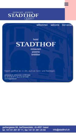 Vorschau der mobilen Webseite www.stadthof.ch, Hotel Restaurant Stadthof