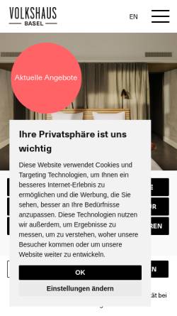 Vorschau der mobilen Webseite www.volkshaus-basel.ch, Volkshaus