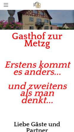 Vorschau der mobilen Webseite www.zur-metzg.ch, Restaurants Gasthof zur Metzg