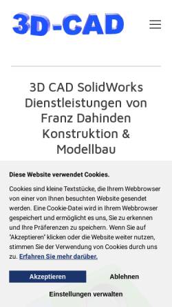 Vorschau der mobilen Webseite www.3d-cad.ch, Konstruktion & Modellbau