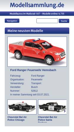 Vorschau der mobilen Webseite www.modellsammlung.de, Modellsammlung.de