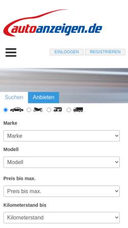 Vorschau der mobilen Webseite www.autoanzeigen.de, Autoanzeigen.de GmbH & Co. KG