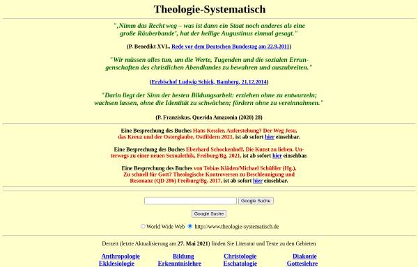 Vorschau von www.theologie-systematisch.de, Theologie Literatur