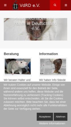 Vorschau der mobilen Webseite www.vdrd.de, Verein der Rattenliebhaber und -halter in Deutschland e.V.