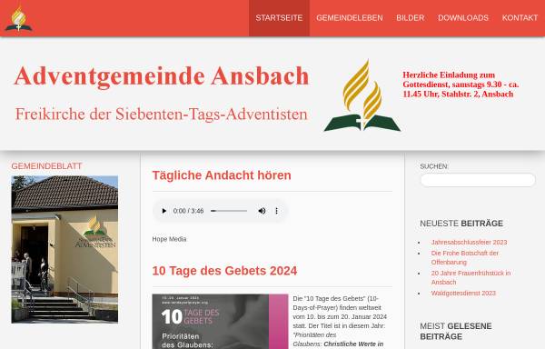 Vorschau von www.adventisten-ansbach.de, Adventgemeinde Ansbach