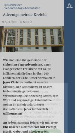 Vorschau der mobilen Webseite krefeld.adventist.eu, Adventgemeinde Krefeld