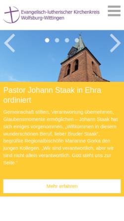Vorschau der mobilen Webseite www.kirche-wolfsburg.de, Ev.-Luth. Kirchenkreis Wolfsburg