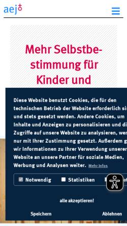 Vorschau der mobilen Webseite www.evangelische-jugend.de, Arbeitsgemeinschaft der Evangelischen Jugend in der Bundesrepublik e. V.