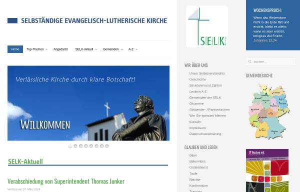 Vorschau von www.selk.de, Selbständige Evangelisch-Lutherische Kirche (SELK)