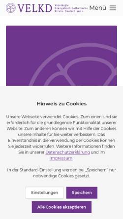 Vorschau der mobilen Webseite www.velkd.de, Vereinigte Evangelisch-Lutherische Kirche Deutschlands (VELKD)