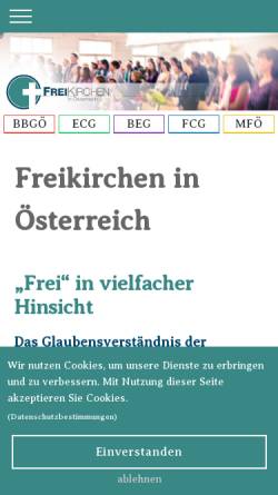 Vorschau der mobilen Webseite freikirchen.at, Evangelikale Christen in Österreich