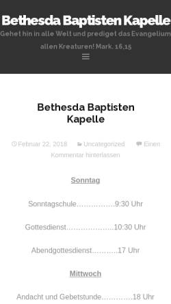Vorschau der mobilen Webseite www.bethesda-baptisten.de, Bethesda Baptisten Kapelle Dresden