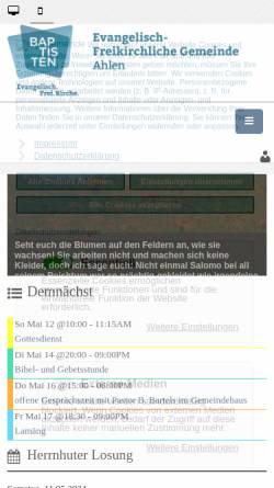 Vorschau der mobilen Webseite efgahlen.de, Evangelisch-Freikirchliche Gemeinde Ahlen