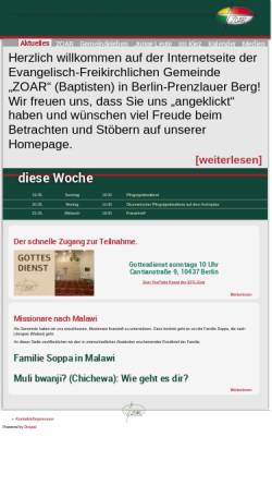 Vorschau der mobilen Webseite www.efg-zoar.de, Evangelisch-Freikirchliche Gemeinde Berlin-Prenzlauer Berg und Sozialdiakonisches Werk 