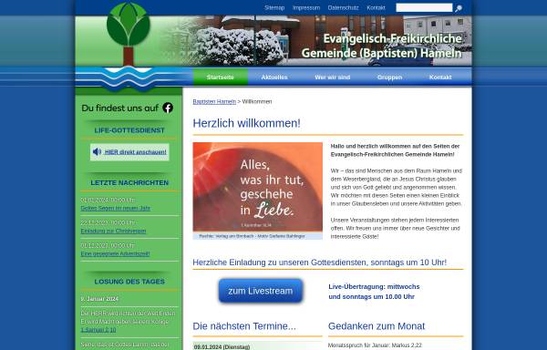 Vorschau von www.baptisten-hameln.de, Evangelisch-Freikirchliche Gemeinde Hameln