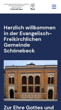 Vorschau der mobilen Webseite schalom-haus.de, Evangelisch-Freikirchliche Gemeinde Schönebeck (Elbe) (Schalom-Haus)