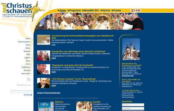 Vorschau von www.papstbesuch.at, Papstbesuch.at - Auf Christus schauen