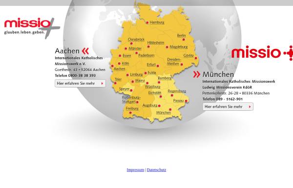 Vorschau von www.missio.de, Internationales Katholisches Missionswerk missio