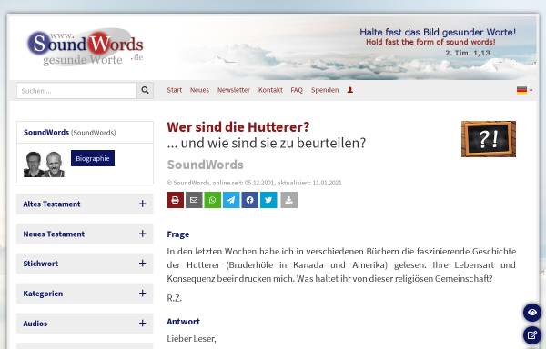 Vorschau von www.soundwords.de, Soundworks: Wer sind die Hutterer?