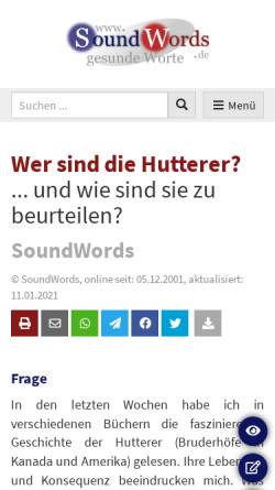 Vorschau der mobilen Webseite www.soundwords.de, Soundworks: Wer sind die Hutterer?